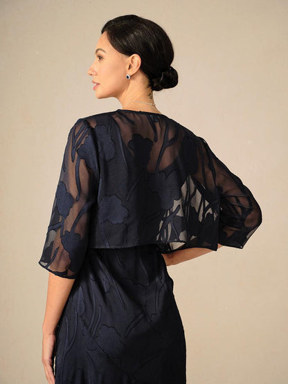 Elena | Vestido de Chifón Floral Asimétrico + Cárdigan