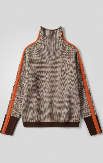 Susana - Jersey de cuello alto con rayas en contraste