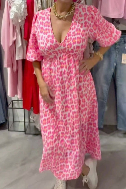 Valeria | Vestido de mujer con cuello en V y estampado