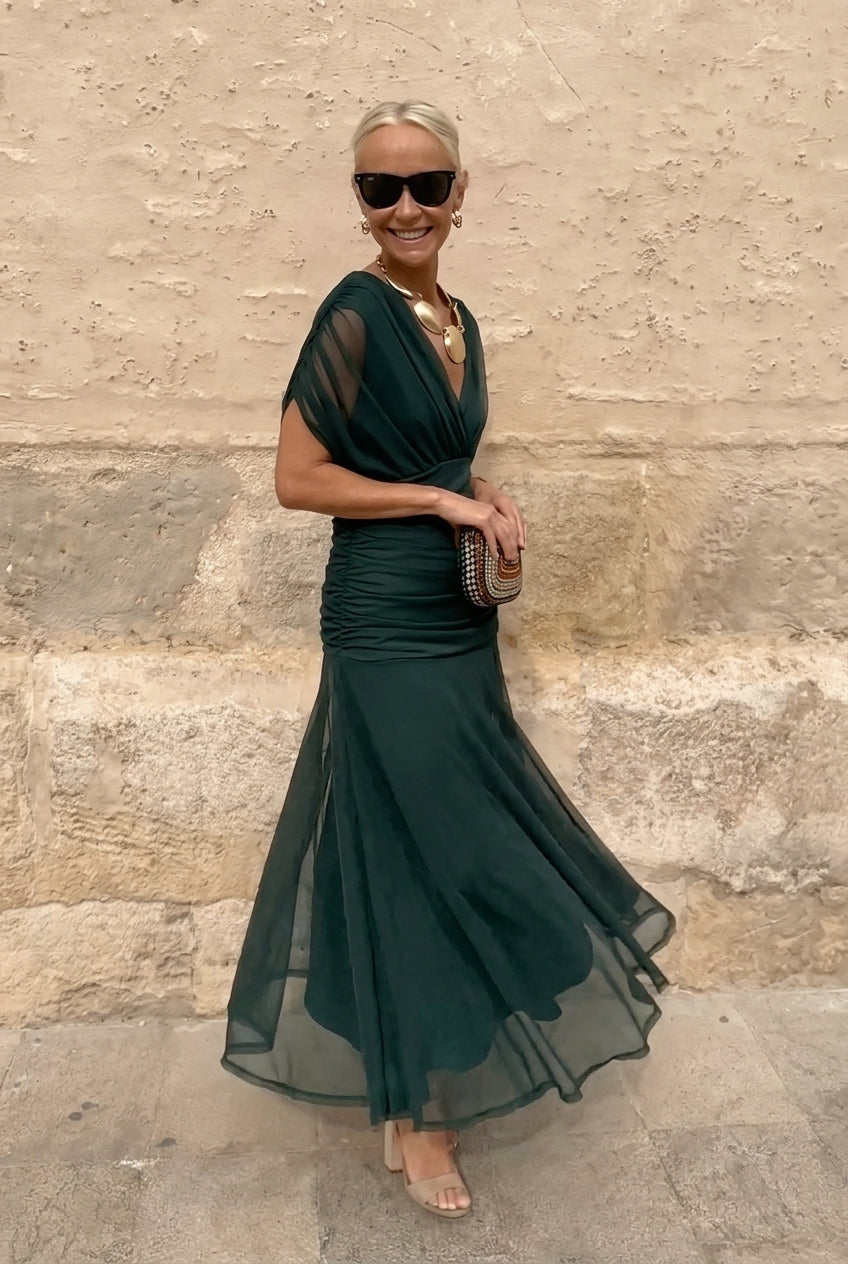 Lola | Vestido largo de fiesta elegante con cuello en V