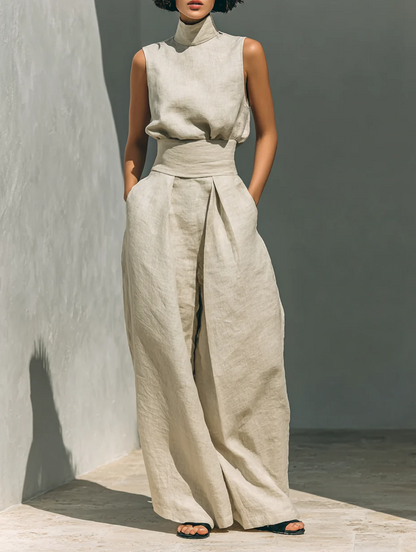 Nuria | Conjunto minimalista de blusa sin mangas
