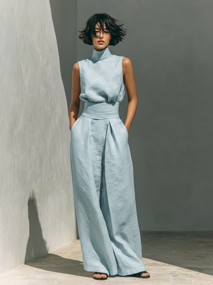 Nuria | Conjunto minimalista de blusa sin mangas
